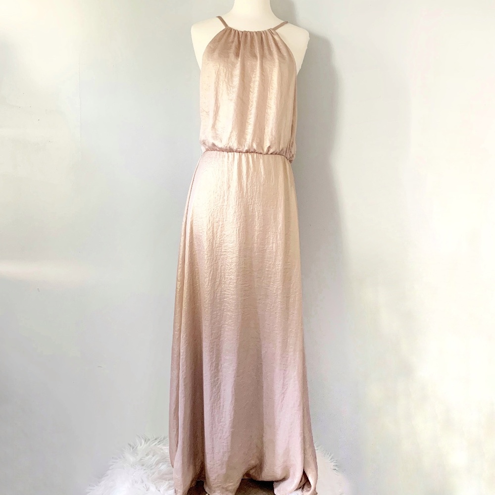 Nouvelle Amsale bridesmaid Dress Shimmery Gold Med